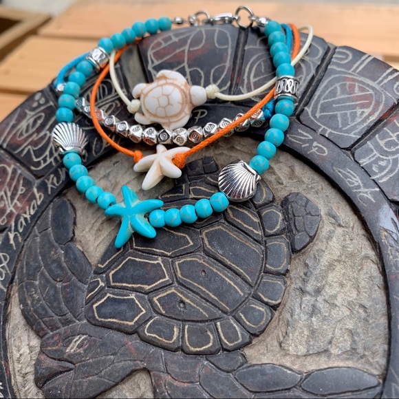 ✨4-PIECE BOHO SEA CHARM BRACELET/ANKLET SET✨ - Picture 3 of 5